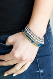 Paparazzi "Meet and Mingle" Multi Color Green Blue Gray Silver Bead Bracelet Paparazzi Jewelry
