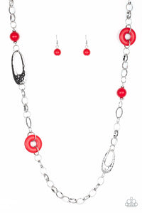 Paparazzi VINTAGE VAULT "Artisan Artifact" Red Necklace & Earring Set Paparazzi Jewelry