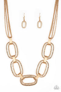 Paparazzi "Take Charge" Gold Necklace & Earring Set Paparazzi Jewelry