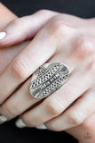 Paparazzi "Shields Up" Silver Embossed Patterned Ring Paparazzi Jewelry