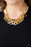 Paparazzi VINTAGE VAULT "Ringing in the Bling" Gold Necklace & Earring Set Paparazzi Jewelry