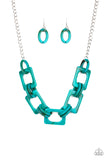 Paparazzi "Sizzle Sizzle" Blue Round and Square Acrylic Necklace & Earring Set Paparazzi Jewelry