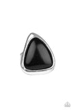 Paparazzi "Stone Scene" Black Stone Geometric Silver Ring Paparazzi Jewelry