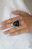 Paparazzi "Stone Scene" Black Stone Geometric Silver Ring Paparazzi Jewelry