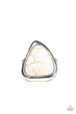 Paparazzi "Stone Scene" White Stone Geometric Silver Ring Paparazzi Jewelry