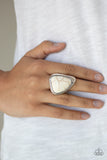 Paparazzi "Stone Scene" White Stone Geometric Silver Ring Paparazzi Jewelry