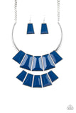 Paparazzi "Lions, TIGRESS, and Bears" Blue Necklace & Earring Set Paparazzi Jewelry