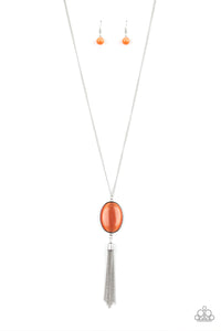 Paparazzi VINTAGE VAULT "Tasseled Tranquility" Orange Necklace & Earring Set Paparazzi Jewelry