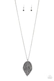 Paparazzi "Natural Re-LEAF" Black Gunmetal Leaf Pendant Necklace & Earring Set Paparazzi Jewelry