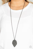 Paparazzi "Natural Re-LEAF" Black Gunmetal Leaf Pendant Necklace & Earring Set Paparazzi Jewelry