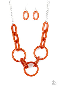 Paparazzi "Turn Up The Heat" Orange Necklace & Earring Set Paparazzi Jewelry