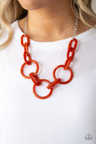 Paparazzi "Turn Up The Heat" Orange Necklace & Earring Set Paparazzi Jewelry