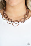 Paparazzi "Bend OVAL Backwards" Copper Necklace & Earring Set Paparazzi Jewelry