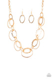 Paparazzi "Bend OVAL Backwards" Gold Necklace & Earring Set Paparazzi Jewelry