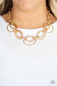 Paparazzi "Bend OVAL Backwards" Gold Necklace & Earring Set Paparazzi Jewelry