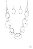 Paparazzi "Bend OVAL Backwards" Silver Necklace & Earring Set Paparazzi Jewelry
