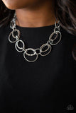 Paparazzi "Bend OVAL Backwards" Silver Necklace & Earring Set Paparazzi Jewelry
