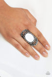 Paparazzi VINTAGE VAULT "Drama Dream" White Ring Paparazzi Jewelry