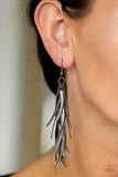 Paparazzi "Tasseled Talons" Black Gunmetal Bar Fringe Earrings Paparazzi Jewelry