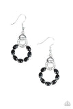 Paparazzi "Diamond Deluxe" Black and White Rhinestone Silver Hoop Earrings Paparazzi Jewelry