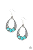 Paparazzi "Terra-Terrific" Blue Turquoise Stone Silver Teardrop Earrings Paparazzi Jewelry