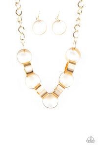 Paparazzi "Big Hit" Gold Necklace & Earring Set Paparazzi Jewelry