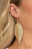 Paparazzi "Lookin For A FLIGHT" Gold Textured Feather Earrings Paparazzi Jewelry