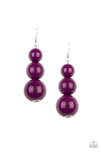 Paparazzi "Material World " Purple Bead SIlver Hook Earrings Paparazzi Jewelry