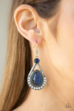 Paparazzi "Pro Glow" Blue Cats Eye Teardrop Stone Silver Earrings Paparazzi Jewelry