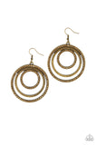 Paparazzi "Rippling Refinement" Brass Frame Rhinestone Multi Hoop Earrings Paparazzi Jewelry