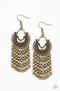 Paparazzi "Catching Dreams" Brass Beaded Fringe Earrings Paparazzi Jewelry