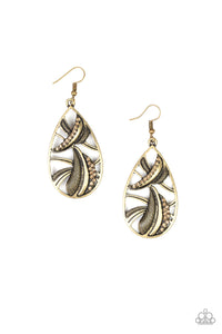 Paparazzi "Underestimated" Brass Topaz Rhinestone Encrusted Teardrop Earrings Paparazzi Jewelry