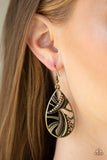 Paparazzi "Underestimated" Brass Topaz Rhinestone Encrusted Teardrop Earrings Paparazzi Jewelry