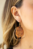 Paparazzi "HAUTE Toddy" Brown Shell Like Iridescent Acrylic Frame Gold Hoop Earrings Paparazzi Jewelry