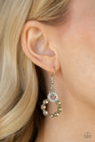 Paparazzi "Diamond Deluxe" Brown Topaz Rhinestone Silver Hoop Earrings Paparazzi Jewelry