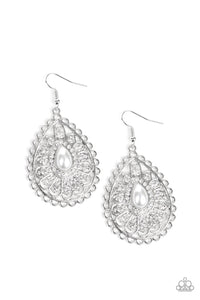 Paparazzi "Glamour Grandeur" White Earrings Paparazzi Jewelry