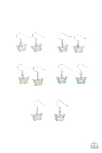 Girl's Starlet Shimmer Multi Silver Butterfly 164XX Set of 5 Earrings Paparazzi Jewelry