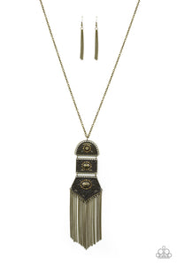 Paparazzi "Tassel Tycoon" Brass Necklace & Earring Set Paparazzi Jewelry