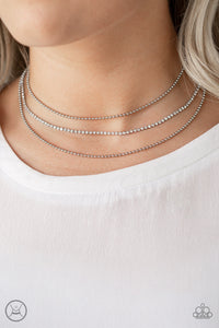 Paparazzi "Retro Minimalism" White Choker Necklace & Earring Set Paparazzi Jewelry