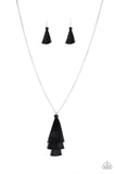 Paparazzi VINTAGE VAULT "Triple The Tassel" Black Necklace & Earring Set Paparazzi Jewelry