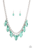 Paparazzi VINTAGE VAULT "Malibu Ice" Green Necklace & Earring Set Paparazzi Jewelry
