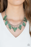 Paparazzi VINTAGE VAULT "Malibu Ice" Green Necklace & Earring Set Paparazzi Jewelry