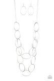 Paparazzi "Move On OVAL!" Silver Necklace & Earring Set Paparazzi Jewelry