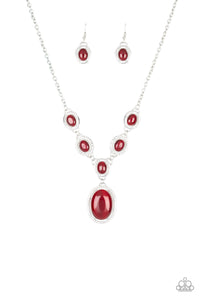 Paparazzi "Metro Medallion" Red Necklace & Earring Set Paparazzi Jewelry