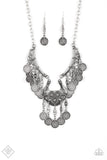 Paparazzi "Treasure Temptress" FASHION FIX Silver Necklace & Earring Set Paparazzi Jewelry