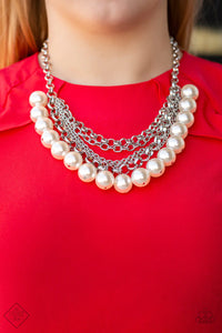 Paparazzi "One-Way WALL STREET" FASHION FIX White Necklace & Earring Set Paparazzi Jewelry