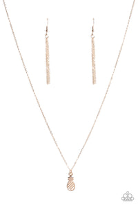 Paparazzi "A PINEAPPLE a Day" Rose Gold Necklace & Earring Set Paparazzi Jewelry