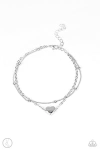 Paparazzi "Ocean Heart" Silver Anklet Bracelet Paparazzi Jewelry