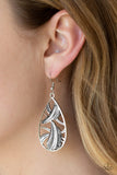 Paparazzi "Underestimated" Silver Rhinestone Encrusted Teardrop Earrings Paparazzi Jewelry