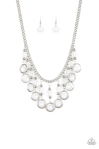 Paparazzi VINTAGE VAULT "Cool Cascade" White Necklace & Earring Set Paparazzi Jewelry